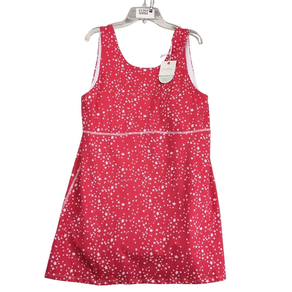 NWT Sweet Honey Red Star Print Romper Sz L Padded Bra Stretch Lined Beach Sporty